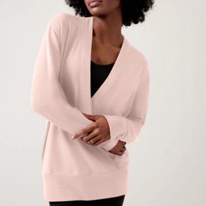 NWT Athleta Purana V Neck Wrap Sweatshirt, Pink, Size XS